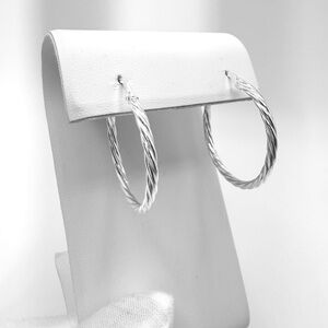 30mm .925 Sterling Silver Twisted Hoop Earrings